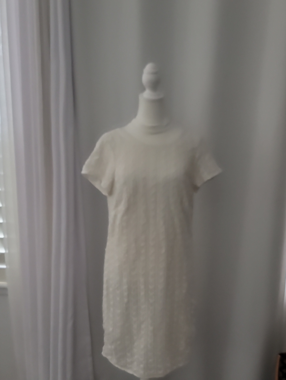 Banana Republic Cream Short-Sleeve Midi Shift Dress